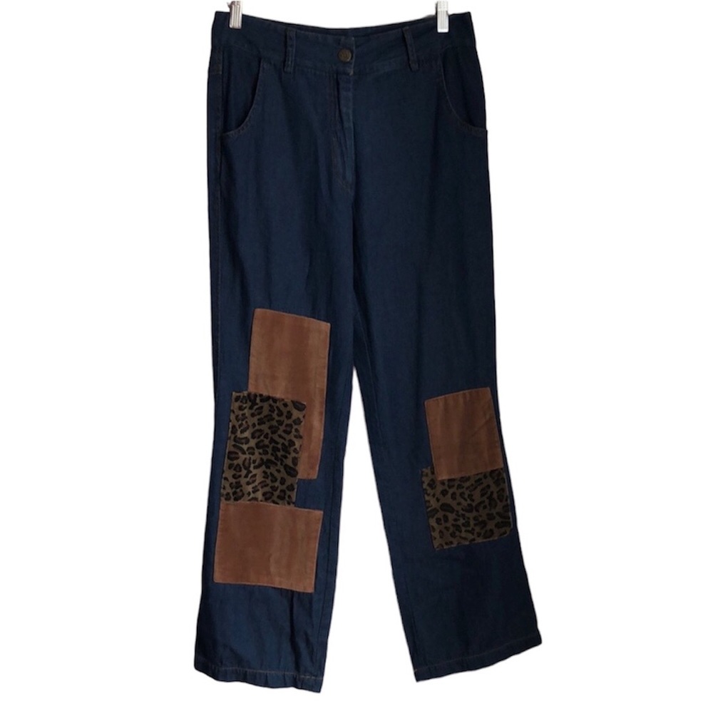 Vintage Forenza Leopard Print Patchwork Jeans Siz… - image 1